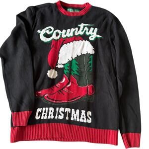 Ugly Christmas Sweater Country Christmas Boots Knit Men’s Large
